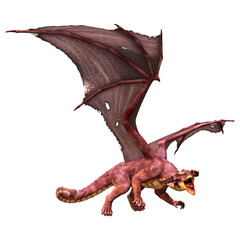 3D Rendering Fairy Tale Dragon on White