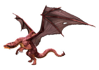 3D Rendering Fairy Tale Dragon on White