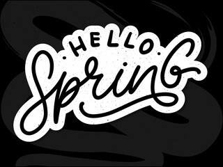 Hello Spring Flowers Text Background Frame lettering slogan