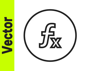 Black line Function mathematical symbol icon isolated on white background. Vector