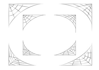 Set of spider web corner on white, vector art