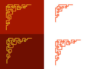 Set of Chinese line corner element, vector art