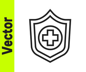 Black line Life insurance in hand icon isolated on white background. Security, safety, protection, protect concept. Vector