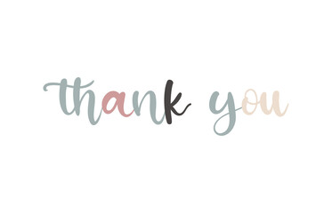 Thank you, Hand drawn lettering. Calligraphic Lettering, Vector illustration