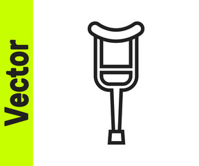 Black line Crutch or crutches icon isolated on white background. Equipment for rehabilitation of people with diseases of musculoskeletal system. Vector