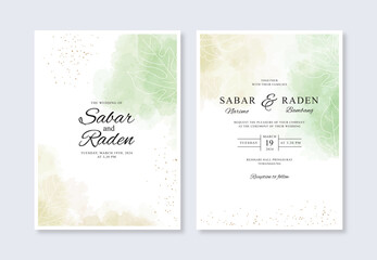 Beautiful wedding card invitation template with watercolor splash