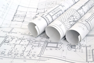 Photo of several drawings for the project engineer jobs