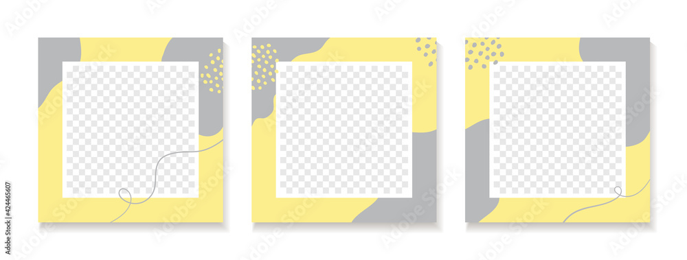 Wall mural vector abstract templates for instagram, social media posts. set of trendy minimal square background