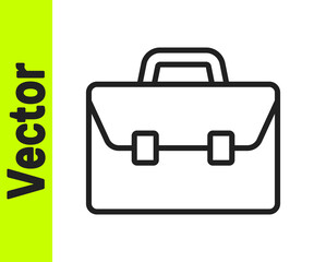 Black line Briefcase icon isolated on white background. Business case sign. Business portfolio. Vector