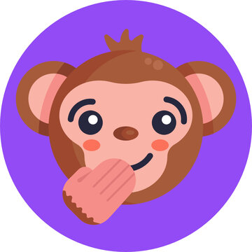 Monkey Emoji Icon. Vector Illustration