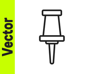 Black line Push pin icon isolated on white background. Thumbtacks sign. Vector
