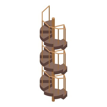 Wood spiral staircase icon. Isometric of Wood spiral staircase vector icon for web design isolated on white background