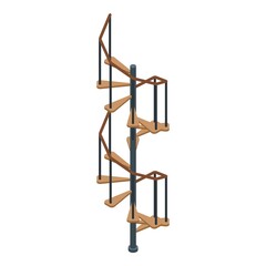 Helical spiral staircase icon. Isometric of Helical spiral staircase vector icon for web design isolated on white background