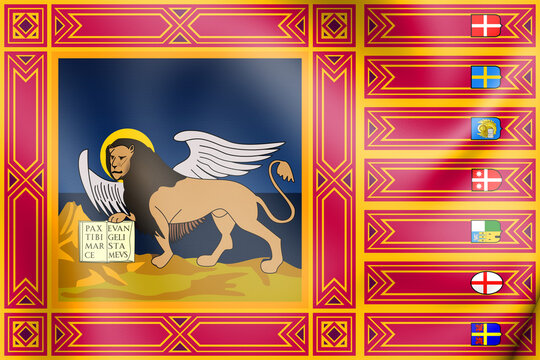 3D Flag of Veneto, Italy. 3D Illustration.