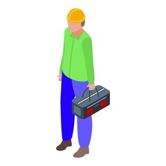Man with tool box icon. Isometric of Man with tool box vector icon for web design isolated on white background