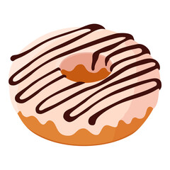 Chocolate cream donut isolated on white background.