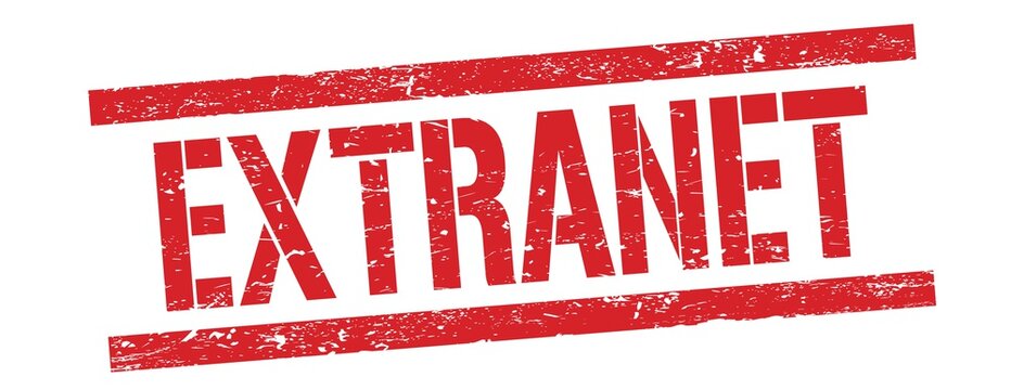 EXTRANET text on red vintage lines stamp.