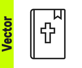 Obraz premium Black line Holy bible book icon isolated on white background. Vector