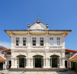 Phuket old town with Building Sino Portuguese architecture at Phuket Old Town area Phuket, Thailand.