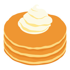 Stack of pancakes with vanilla cream topping