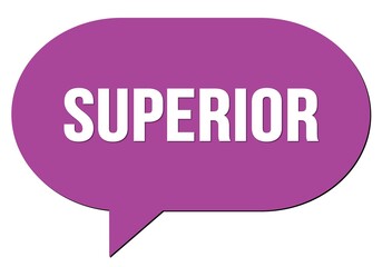 SUPERIOR text written in a violet speech bubble