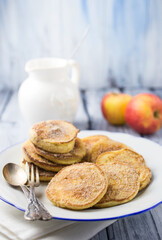 Apple pancakes with vanilla sauce