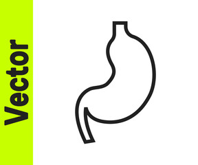 Black line Human stomach icon isolated on white background. Vector