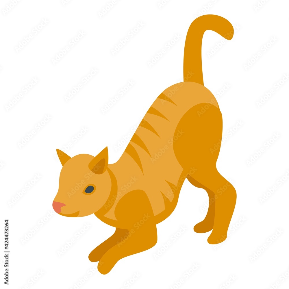 Poster funny playful cat icon. isometric of funny playful cat vector icon for web design isolated on white 