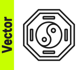 Black line Yin Yang symbol of harmony and balance icon isolated on white background. Vector