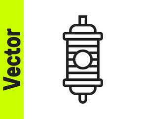 Black line Chinese paper lantern icon isolated on white background. Vector