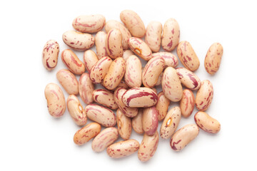 macro Close-up of Organic Lobia,  ( Lobia ) or kidney beans dal cleaned on a white background. Top view