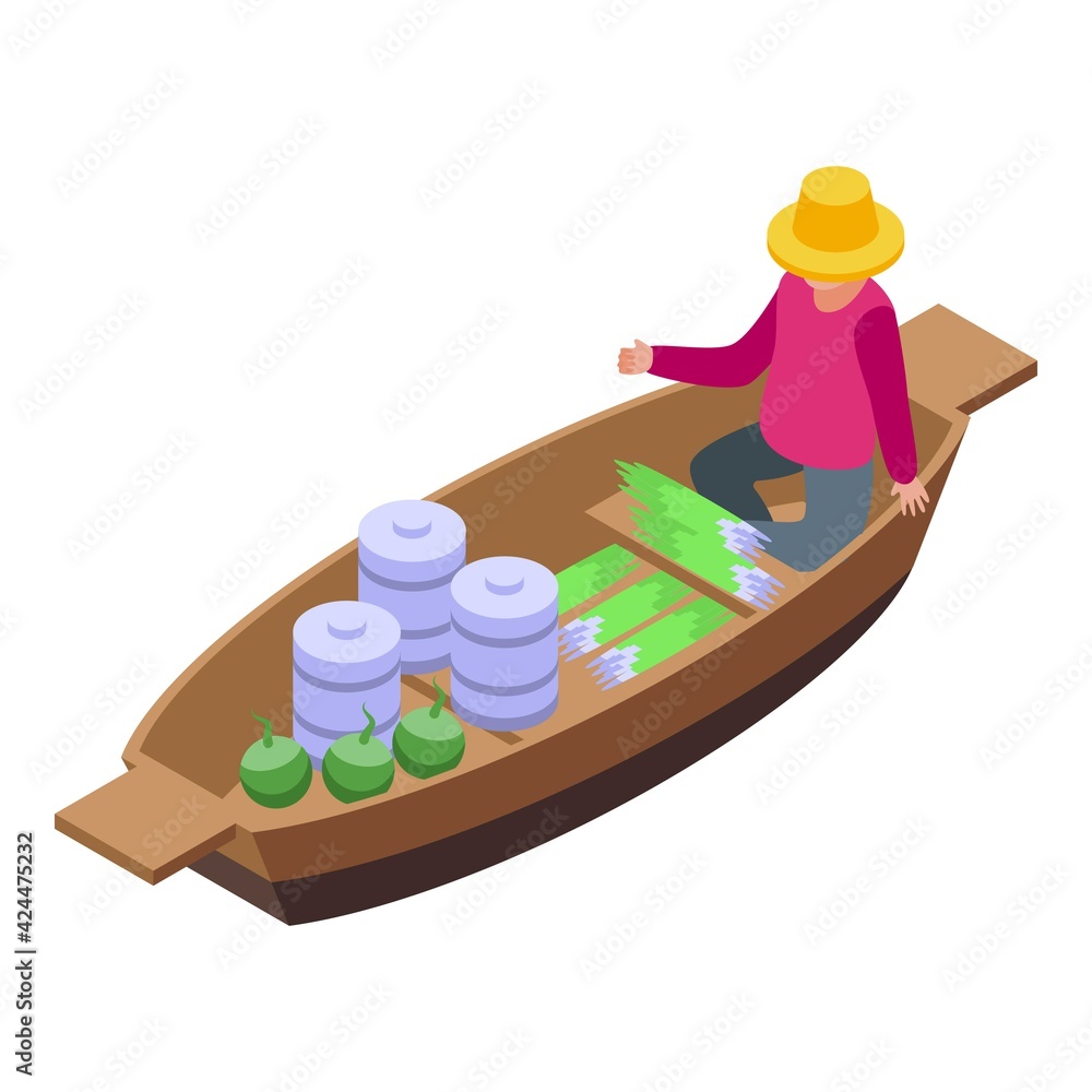 Poster local floating market icon. isometric of local floating market vector icon for web design isolated o