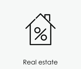 Real estate vector icon.  Editable stroke. Linear style sign for use on web design and mobile apps, logo. Symbol illustration. Pixel vector graphics - Vector