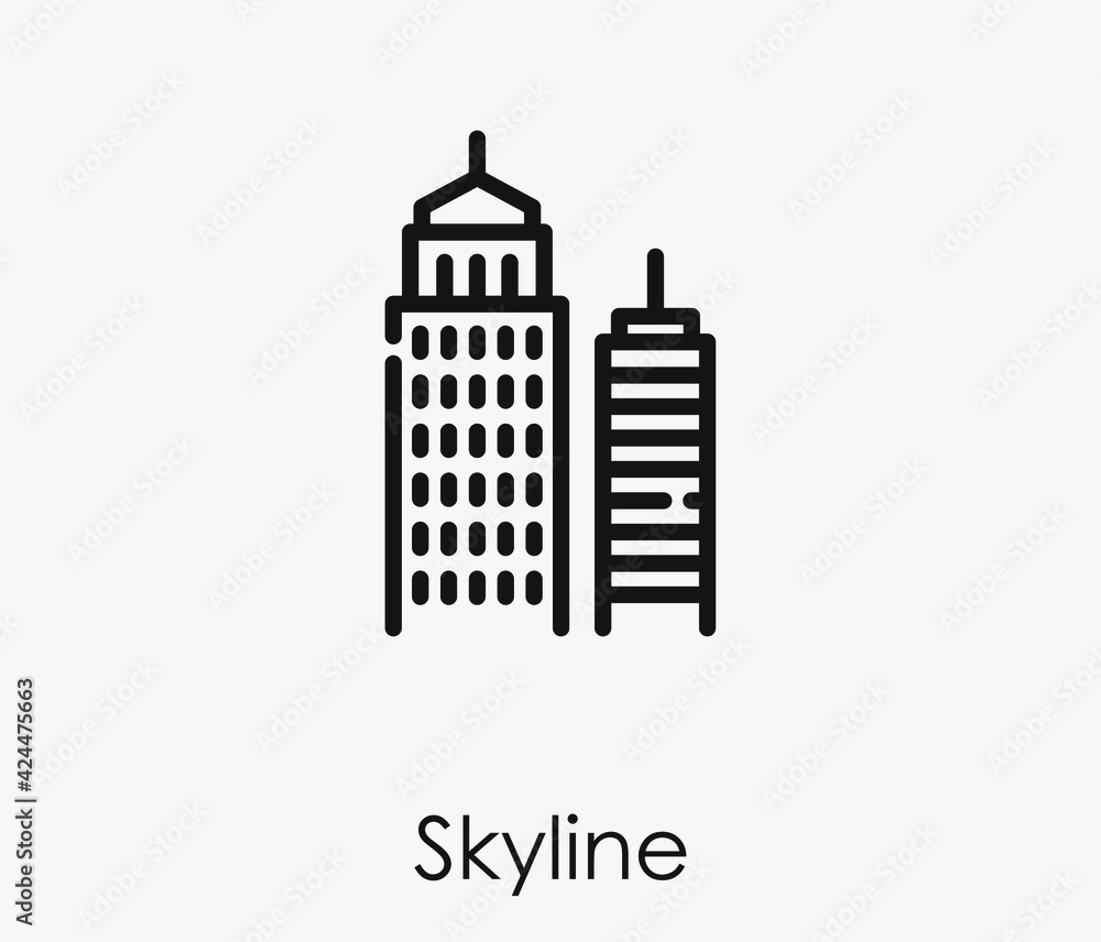 Poster skyline vector icon. editable stroke. linear style sign for use on web design and mobile apps, logo.