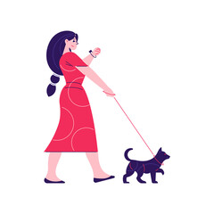 Woman Walking Dog Composition