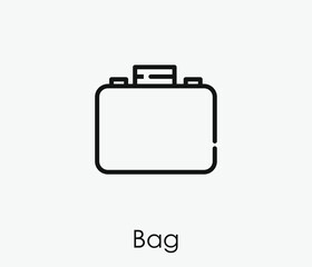 Bag vector icon.  Editable stroke. Linear style sign for use on web design and mobile apps, logo. Symbol illustration. Pixel vector graphics - Vector