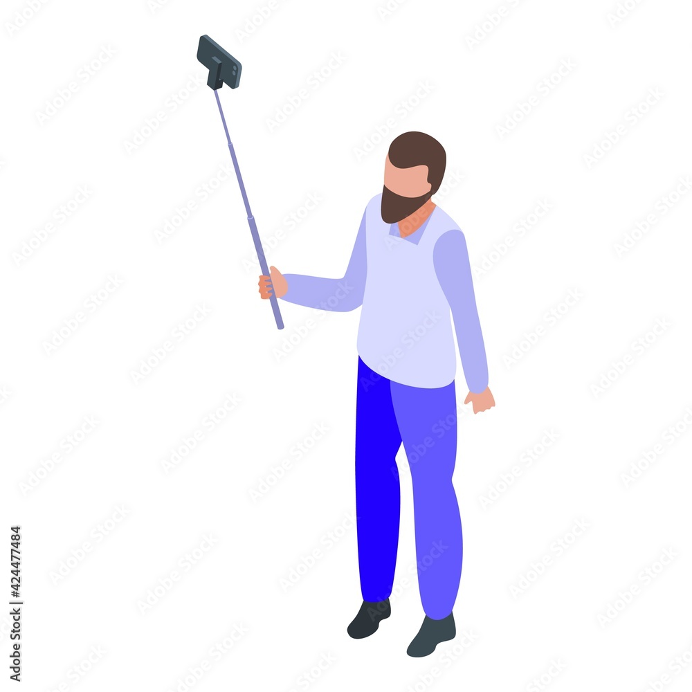 Poster smartphone selfie stick icon. isometric of smartphone selfie stick vector icon for web design isolat