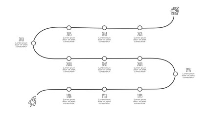 Doodle infographic timeline. Hand drawn icons. Thin line illustration