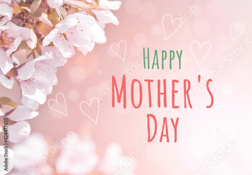 Congratulations Happy Mother's Day! Stylish soft colors. Beautiful present concept.