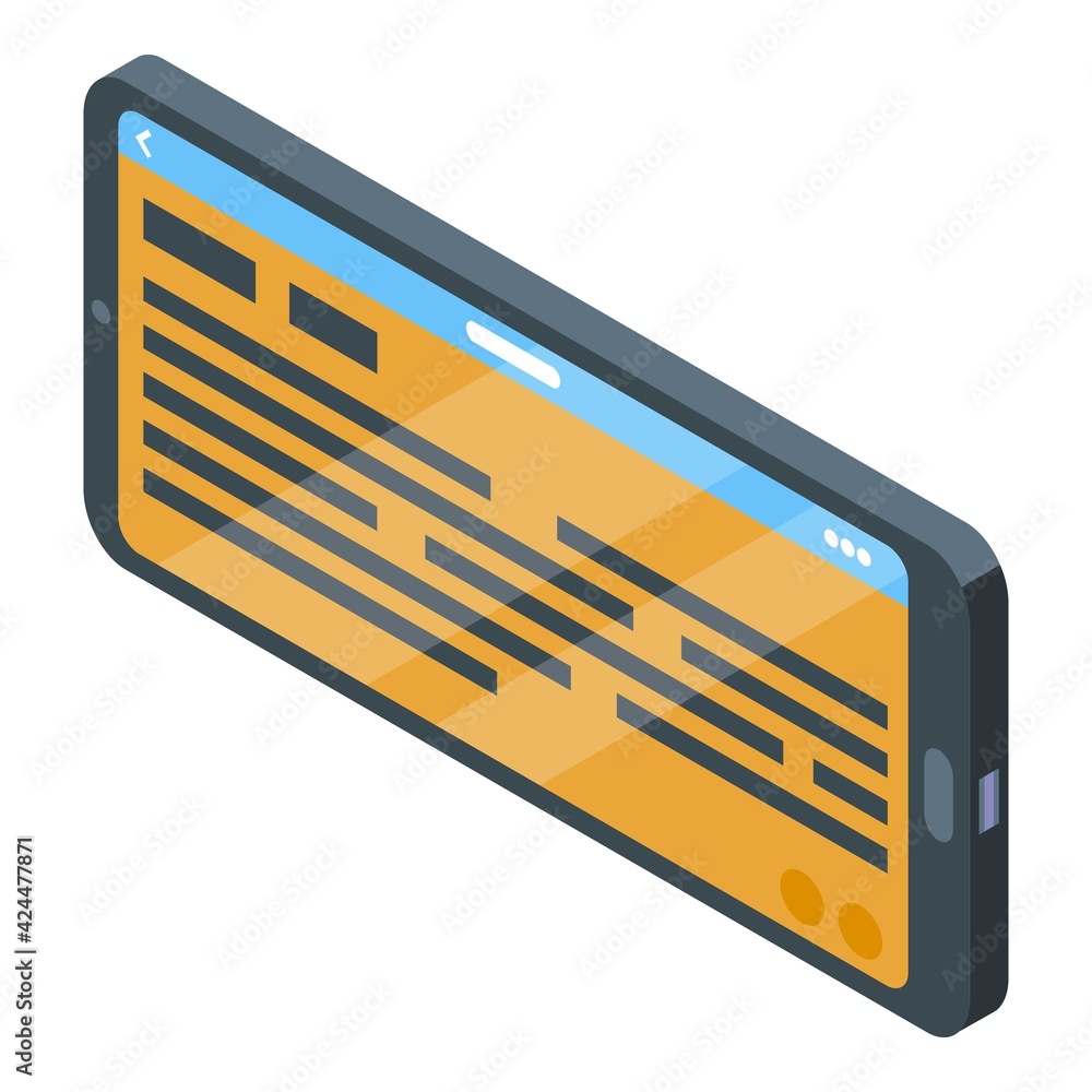 Poster smartphone reading book icon. isometric of smartphone reading book vector icon for web design isolat