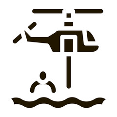 helicopter rescue on sea glyph icon vector. helicopter rescue on sea sign. isolated symbol illustration