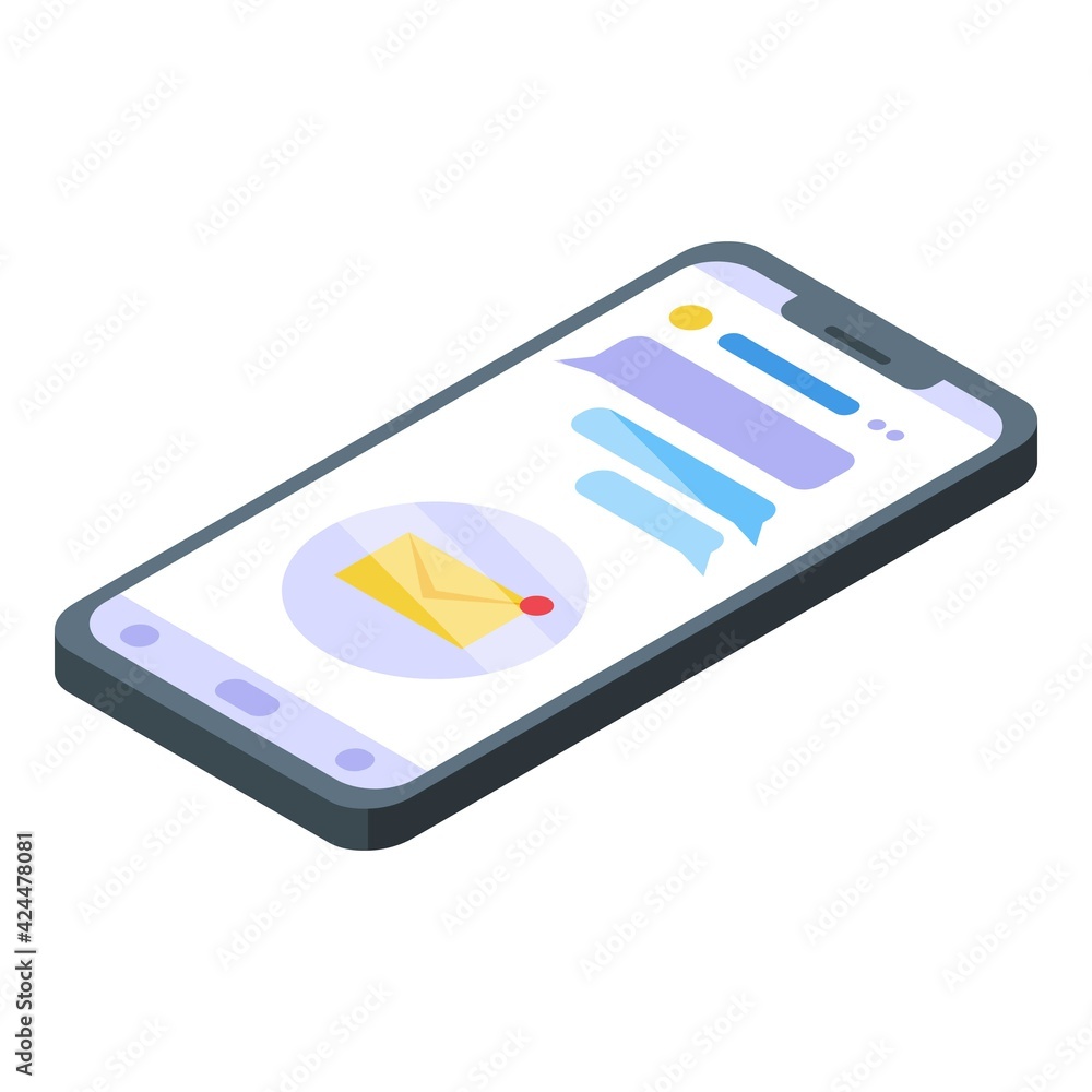 Poster smartphone new mail icon. isometric of smartphone new mail vector icon for web design isolated on wh