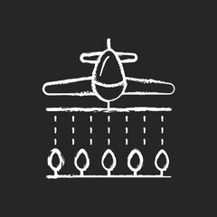 Pesticides chalk white icon on black background. Dangerous toxic substances that are meant to control pests but pollutes ground. Isolated vector chalkboard illustration