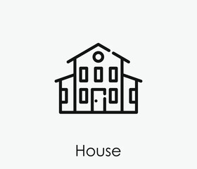 House vector icon.  Editable stroke. Linear style sign for use on web design and mobile apps, logo. Symbol illustration. Pixel vector graphics - Vector