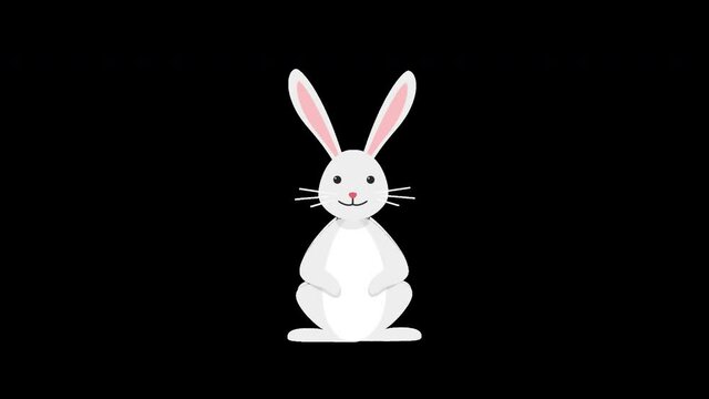 Beautiful Cute and Happy Easter Bunny, jumping rabbit alpha channel