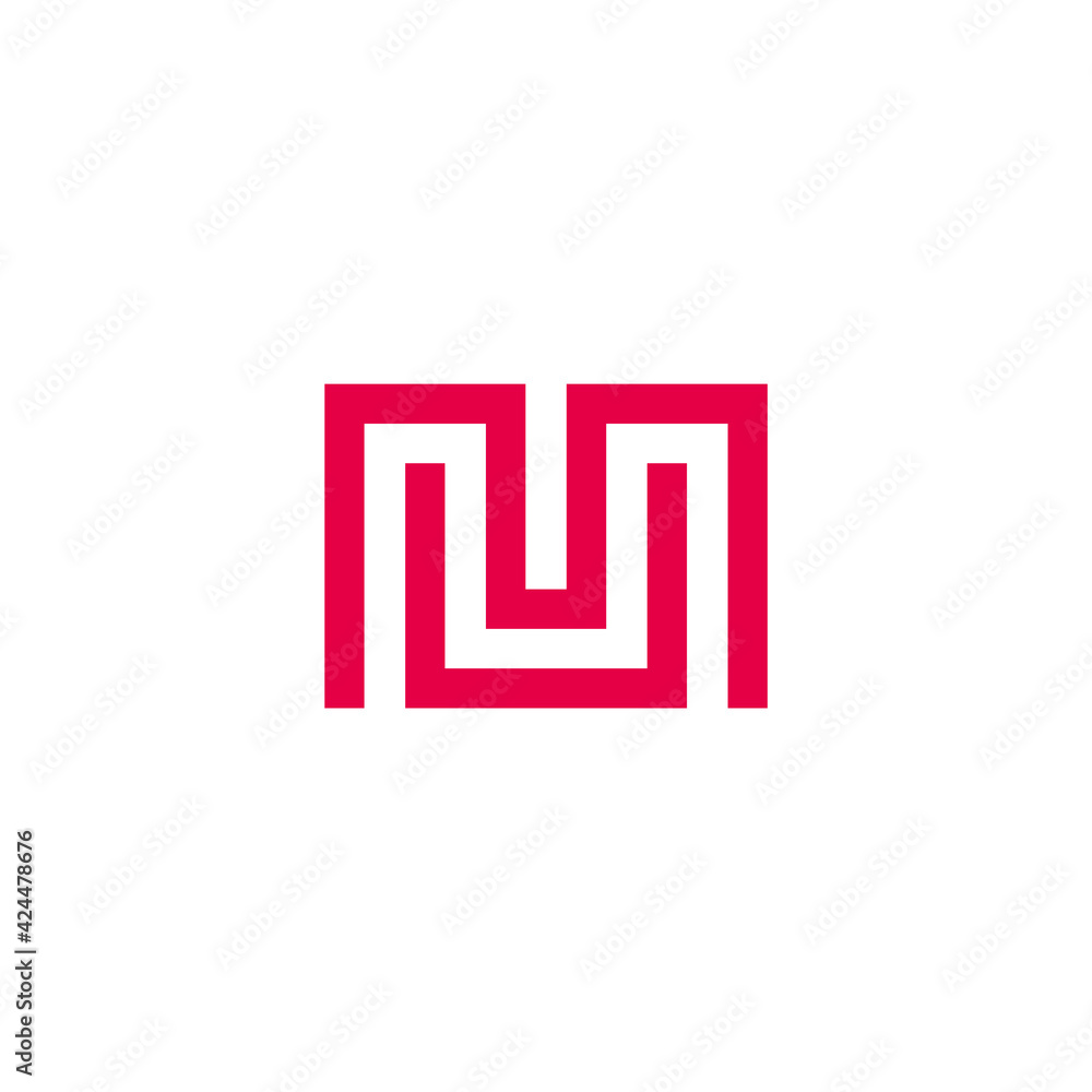 Wall mural letter mu square geometric maze line logo vector