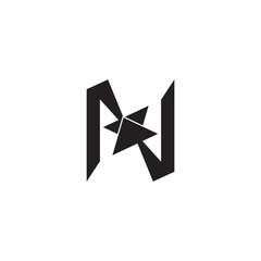 letter n opposite arrow geometric simple logo vector