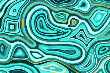 Abstract blue and gold pattern. Agate slice ripple texture imitation. Vector illustration.