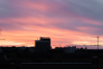 panorama of a beautiful sunset in the city