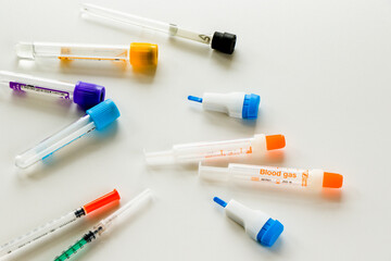 Blood test samples, tube and needle for blood test
